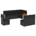 Set de sofás de jardín 8 piezas y cojines ratán sintético negro