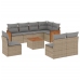 Set de sofás de jardín 9 pzas con cojines ratán sintético beige