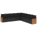 Set de sofás de jardín 8 piezas y cojines ratán sintético negro