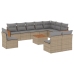 Set de sofás de jardín 11pzas con cojines ratán sintético beige
