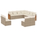 Set de sofás de jardín 11pzas con cojines ratán sintético beige