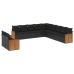 Set de sofás de jardín 11 pzas y cojines ratán sintético negro