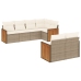 Set sofás de jardín 7 piezas y cojines ratán sintético beige