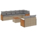 Set de sofás de jardín 9 pzas con cojines ratán sintético beige