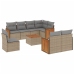 Set de sofás de jardín 9 pzas con cojines ratán sintético beige