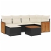 Set de comedor de jardín 7 pzas y cojines ratán sintético negro