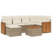Set sofás de jardín 7 piezas y cojines ratán sintético beige
