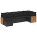 Set de comedor de jardín 7 pzas y cojines ratán sintético negro