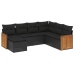Set de comedor de jardín 7 pzas y cojines ratán sintético negro
