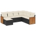 Set de comedor de jardín 7 pzas y cojines ratán sintético negro