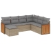 Set sofás de jardín 7 piezas y cojines ratán sintético beige