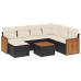 Set de sofás de jardín 8 piezas y cojines ratán sintético negro