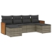 Set de muebles de jardín 6 pzas y cojines ratán sintético gris