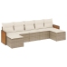 Set sofás de jardín 7 piezas y cojines ratán sintético beige