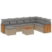 Set de sofás de jardín 9 pzas con cojines ratán sintético beige