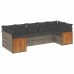 Set de sofás de jardín 7 piezas con cojines ratán PE gris