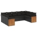 Set de sofás de jardín 8 piezas y cojines ratán sintético negro