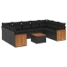 Set de sofás de jardín 10 pzas cojines ratán sintético negro