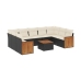 Set de sofás de jardín 10 pzas cojines ratán sintético negro