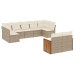 Set de sofás de jardín 9 pzas con cojines ratán sintético beige