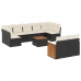 Set de sofás de jardín 10 pzas cojines ratán sintético negro
