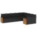 Set de sofás de jardín 8 piezas y cojines ratán sintético negro