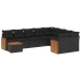 Set de sofás de jardín 10 pzas cojines ratán sintético negro