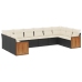 Set de sofás de jardín 10 pzas cojines ratán sintético negro