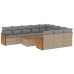 Set de sofás de jardín 11pzas con cojines ratán sintético beige