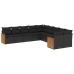 Set de sofás de jardín 10 pzas cojines ratán sintético negro