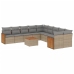 Set de sofás de jardín 11pzas con cojines ratán sintético beige