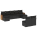 Set de sofás de jardín 8 piezas y cojines ratán sintético negro