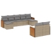 Set de sofás de jardín 9 pzas con cojines ratán sintético beige