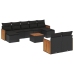 Set de sofás de jardín 10 pzas cojines ratán sintético negro