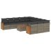 Set de sofás de jardín 12 pzas con cojines ratán sintético gris