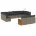 Set sofás de jardín con cojines 13 piezas ratán sintético gris