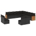 Set de sofás de jardín y cojines 13 pzas ratán sintético negro