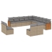 Set sofás de jardín con cojines 13 pzas ratán sintético beige