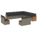 Set sofás de jardín con cojines 13 piezas ratán sintético gris