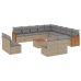 Set sofás de jardín 14 pzas con cojines ratán sintético beige