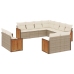 Set de sofás de jardín 11pzas con cojines ratán sintético beige