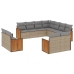Set de sofás de jardín 11pzas con cojines ratán sintético beige