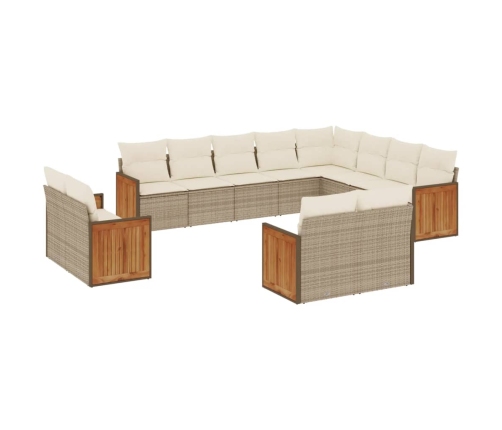 Set de sofás de jardín 12 pzas y cojines ratán sintético marrón