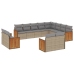 Set de sofás de jardín 12 pzas y cojines ratán sintético marrón
