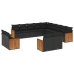 Set de sofás de jardín y cojines 13 pzas ratán sintético negro