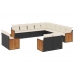 Set de sofás de jardín y cojines 13 pzas ratán sintético negro