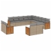 Set sofás de jardín con cojines 13 pzas ratán sintético beige