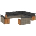 Set sofás de jardín con cojines 13 piezas ratán sintético gris