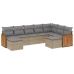 Set de sofás de jardín 9 pzas con cojines ratán sintético beige