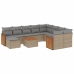 Set de sofás de jardín 11pzas con cojines ratán sintético beige